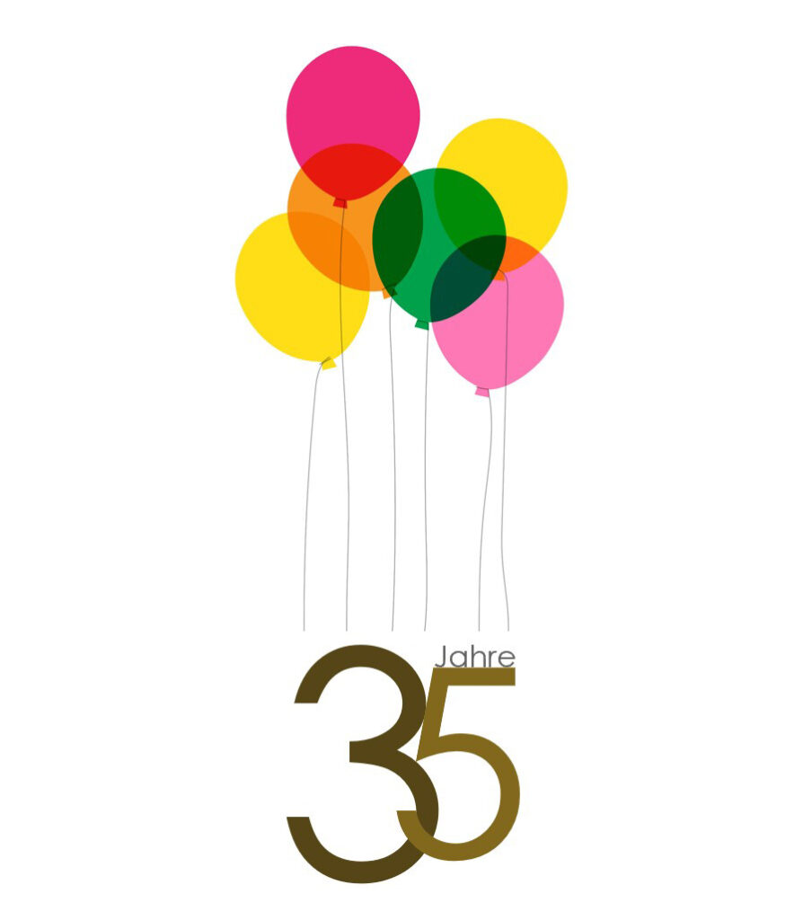 35 Jahre Jubiläum für Strauß & Bock Grafik mit Luftballons